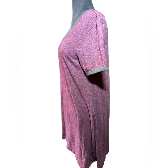 Vans‎ Cotton T Shirt Dress Short Sleeve  Size Medium Plum with Gray Trim - Picture 2 of 10
